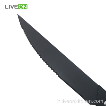 Coltello da bistecca manico in legno nero Set 4 pezzi